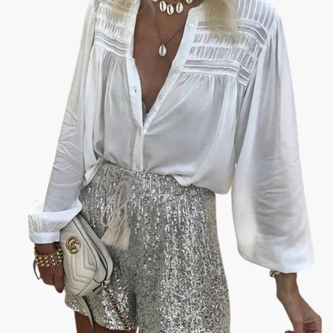 Women's Sequin Shorts with Elastic Waist and Drawstring