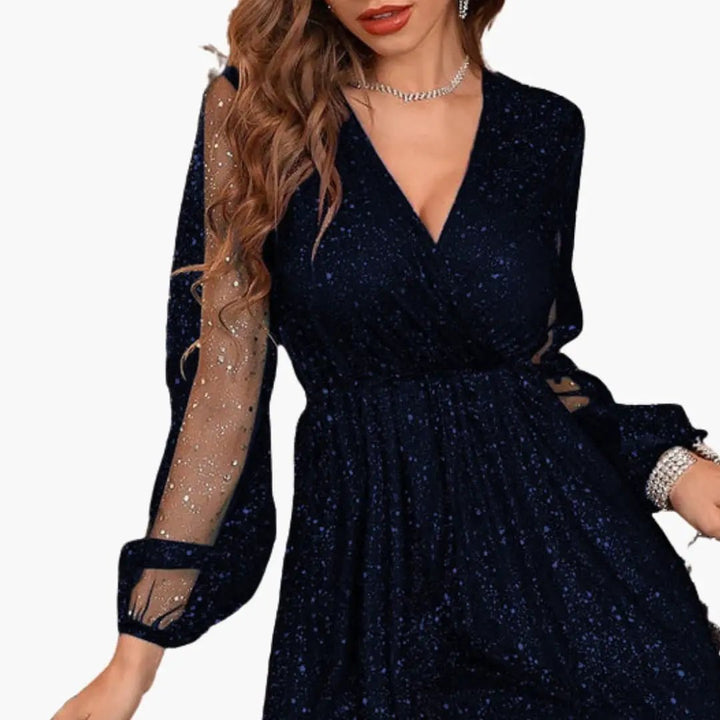 Women’s Short Sequin Dress with V-Neckline