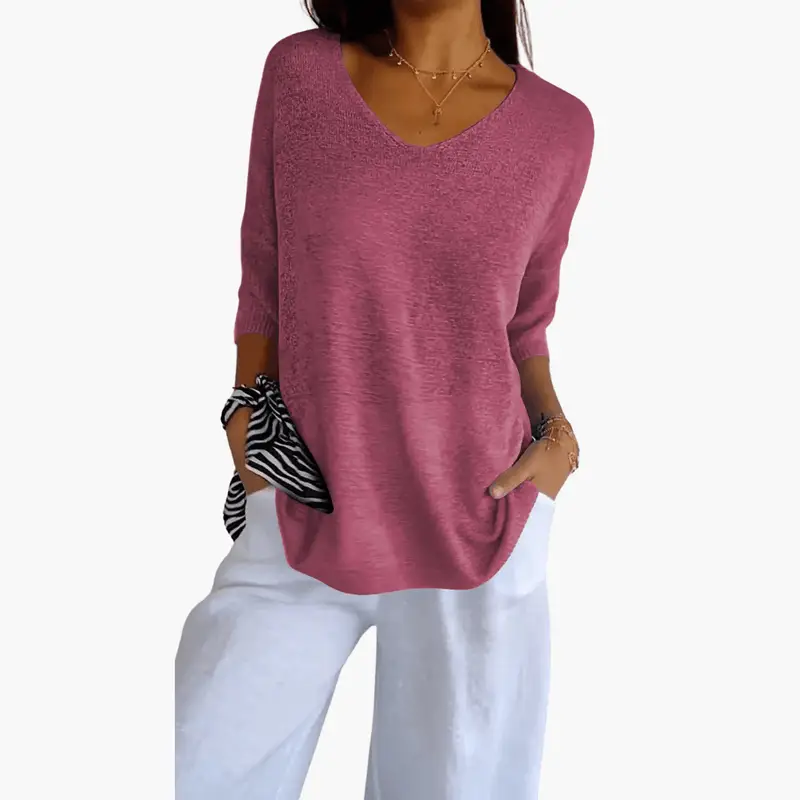 Women’s Short Sleeve V-Neck Pullover Top