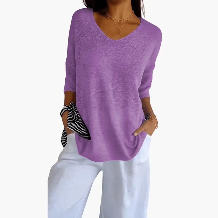 Women’s Short Sleeve V-Neck Pullover Top