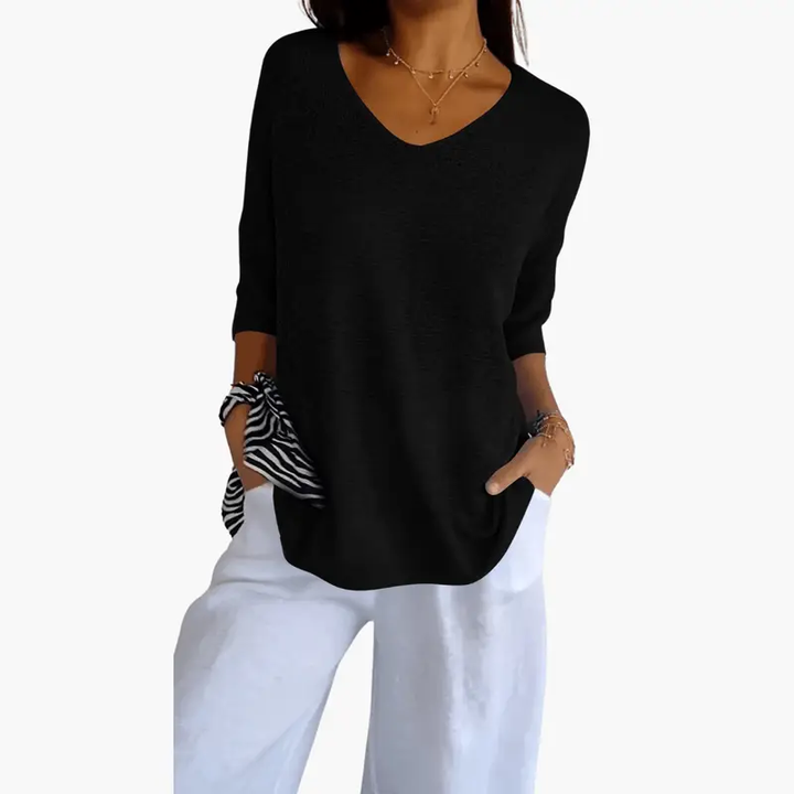 Women’s Short Sleeve V-Neck Pullover Top