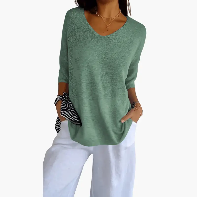 Women’s Short Sleeve V-Neck Pullover Top