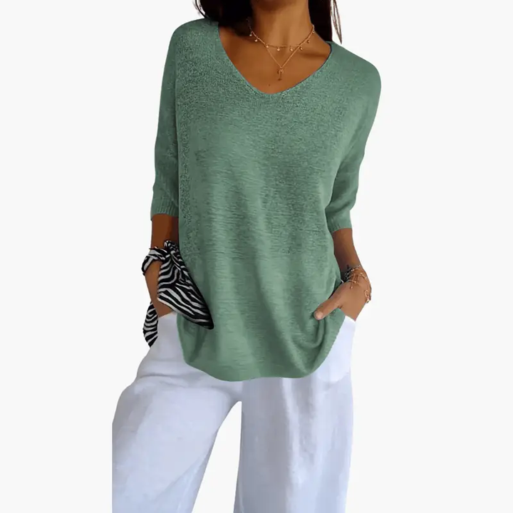 Women’s Short Sleeve V-Neck Pullover Top