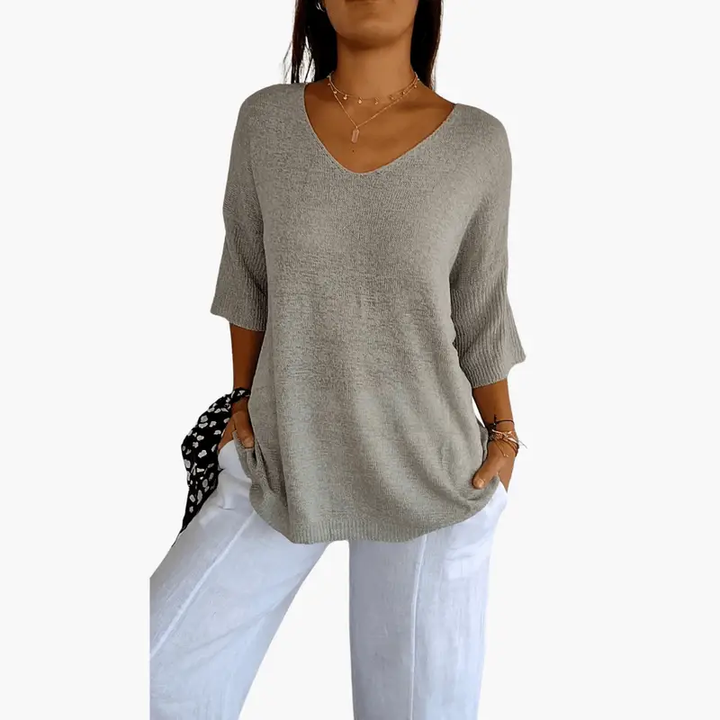 Women’s Short Sleeve V-Neck Pullover Top