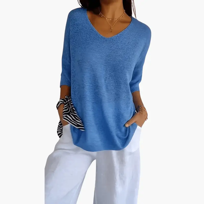 Women’s Short Sleeve V-Neck Pullover Top
