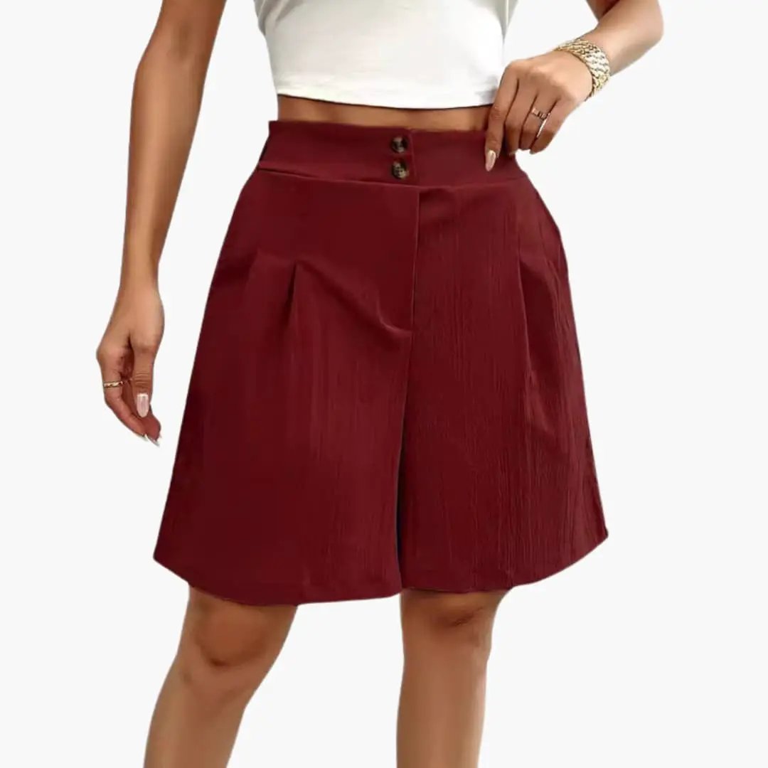 Women’s Shorts with Button Placket and Loose Fit
