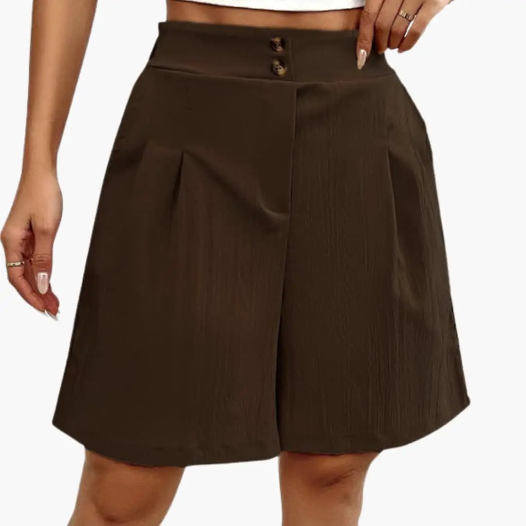 Women’s Shorts with Button Placket and Loose Fit