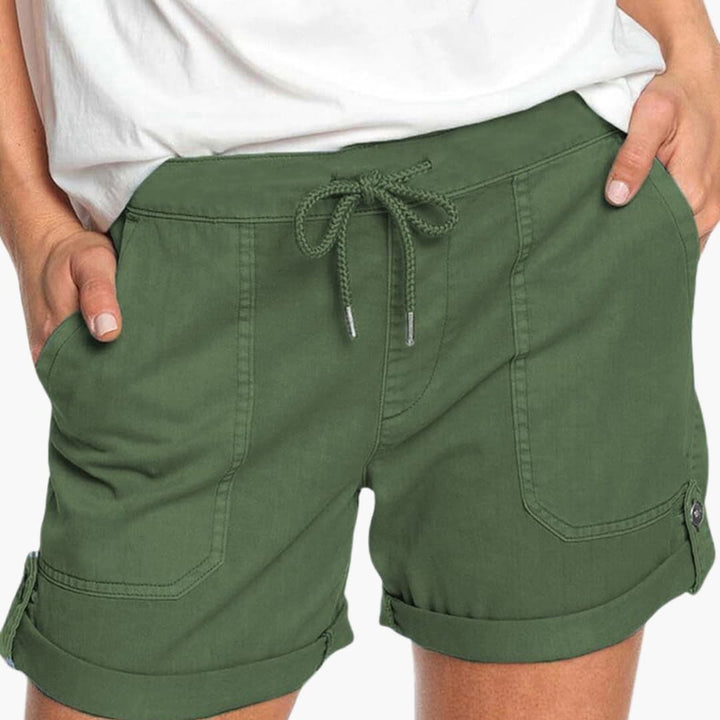 Women's Shorts with Drawstring Waist and Cuffed Hem
