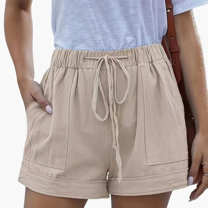 Women's Shorts with Drawstring Waistband and Relaxed Fit