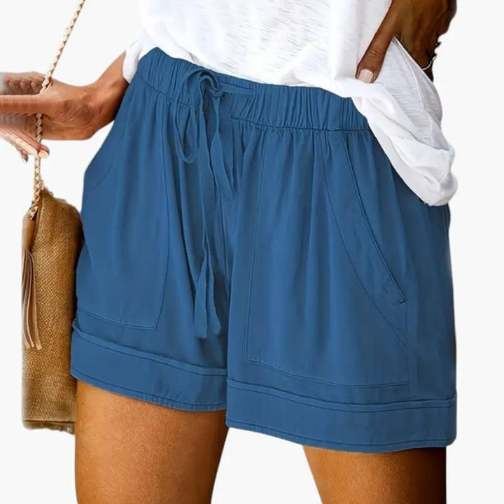 Women's Shorts with Drawstring Waistband and Relaxed Fit