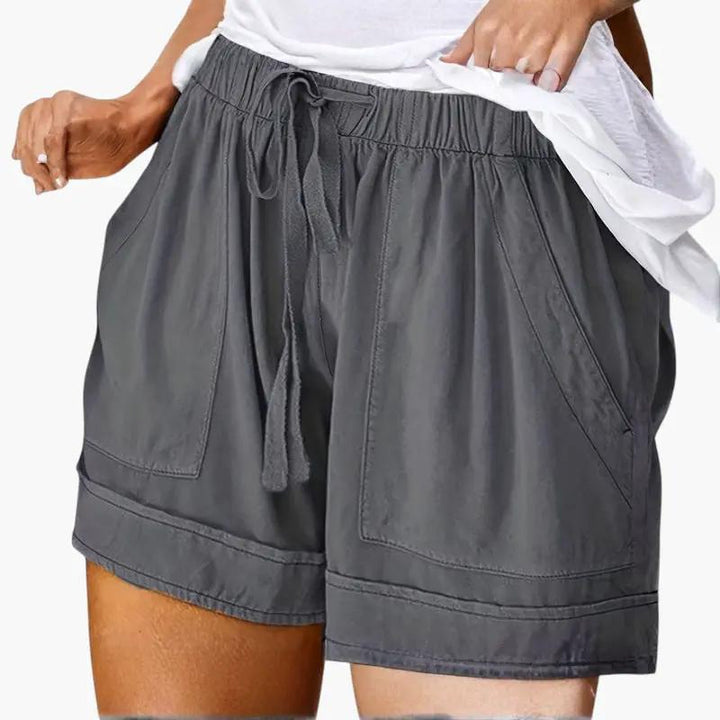 Women's Shorts with Drawstring Waistband and Relaxed Fit