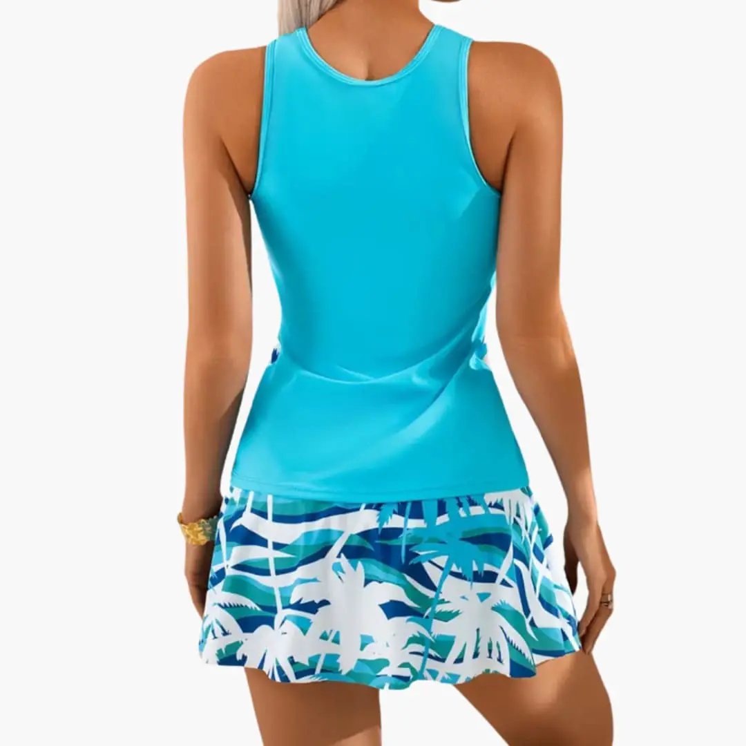 Women’s Skirted Tankini Swimsuit with Built-In Bust Structure