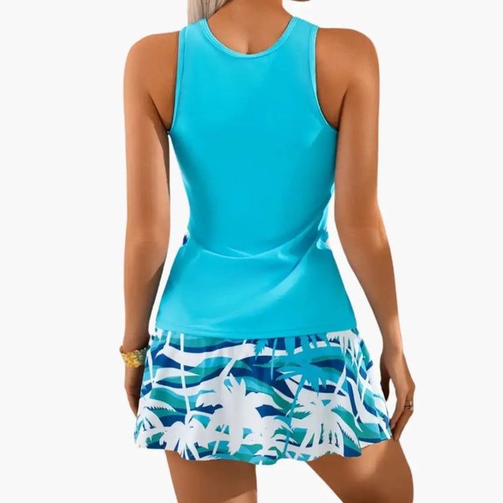 Women’s Skirted Tankini Swimsuit with Built-In Bust Structure
