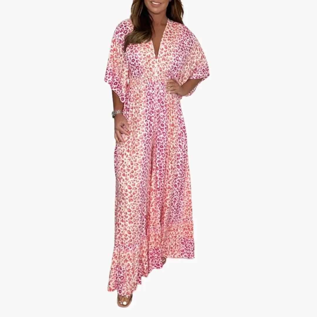 Women’s Sleeveless Animal Print Straight Leg Jumpsuit