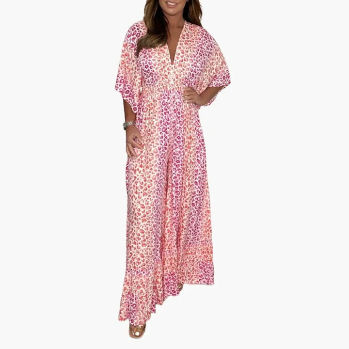Women’s Sleeveless Animal Print Straight Leg Jumpsuit
