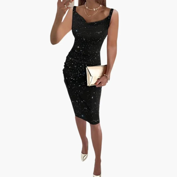 Women’s Sleeveless Dress with Glitter Surface
