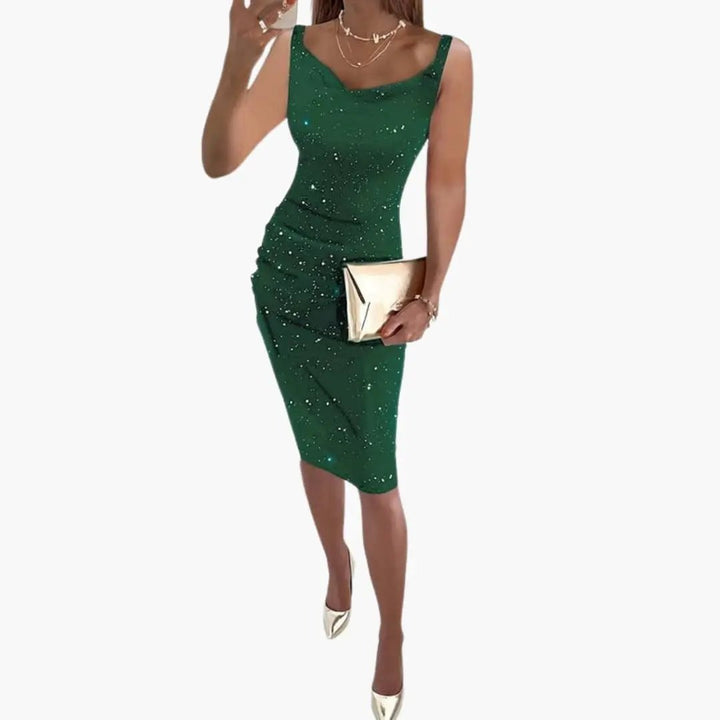 Women’s Sleeveless Dress with Glitter Surface