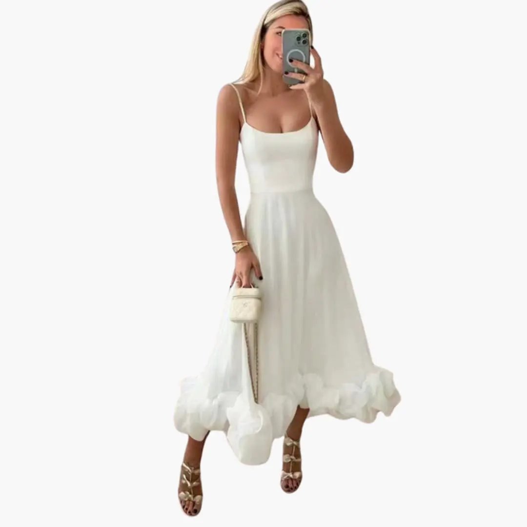 Women’s Sleeveless Dress with Ruffled Hem