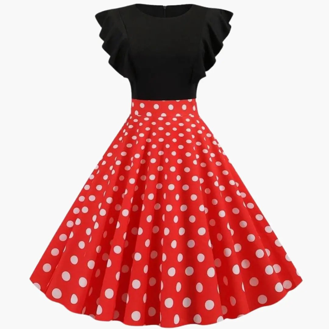 Women's Sleeveless Dress with Striped Surface and Flared Skirt