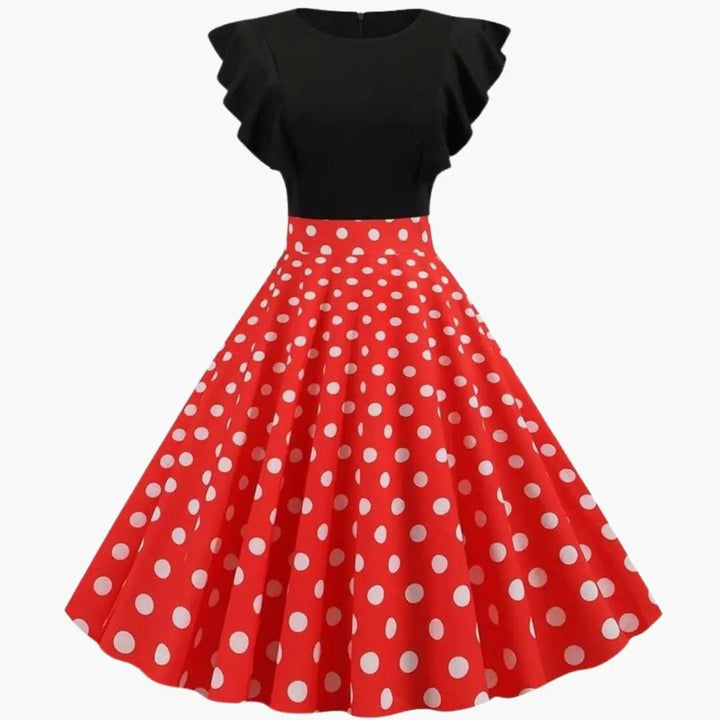 Women's Sleeveless Dress with Striped Surface and Flared Skirt