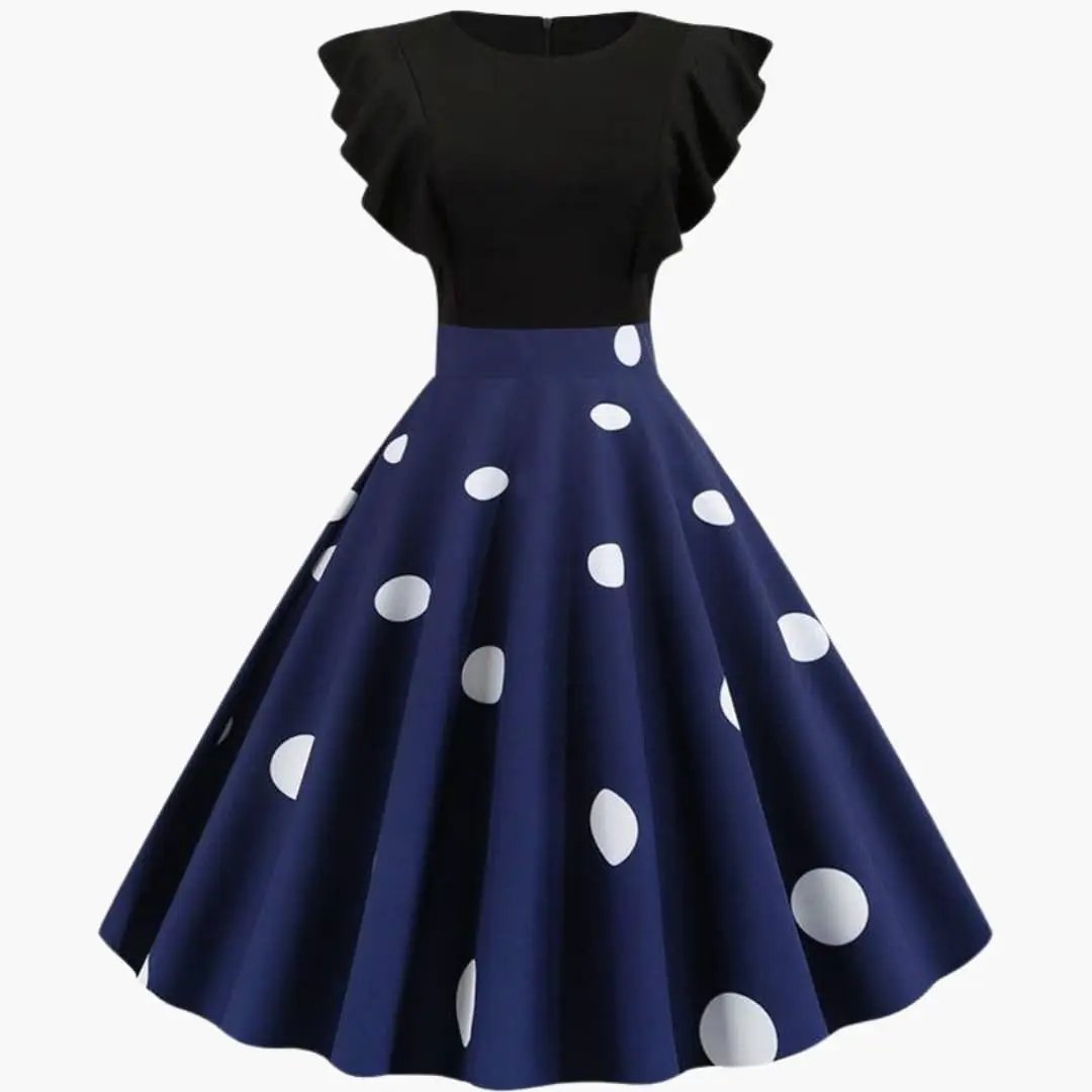 Women's Sleeveless Dress with Striped Surface and Flared Skirt