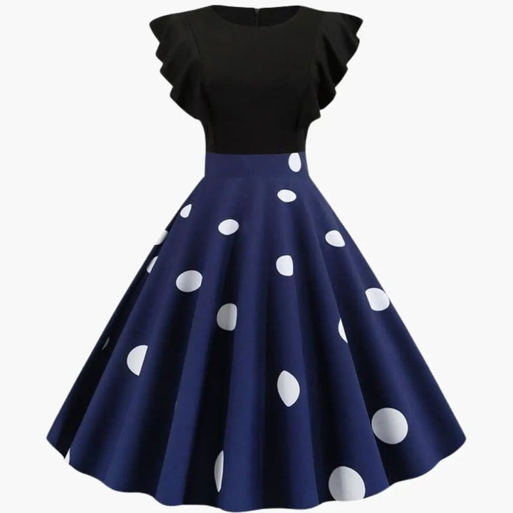 Women's Sleeveless Dress with Striped Surface and Flared Skirt