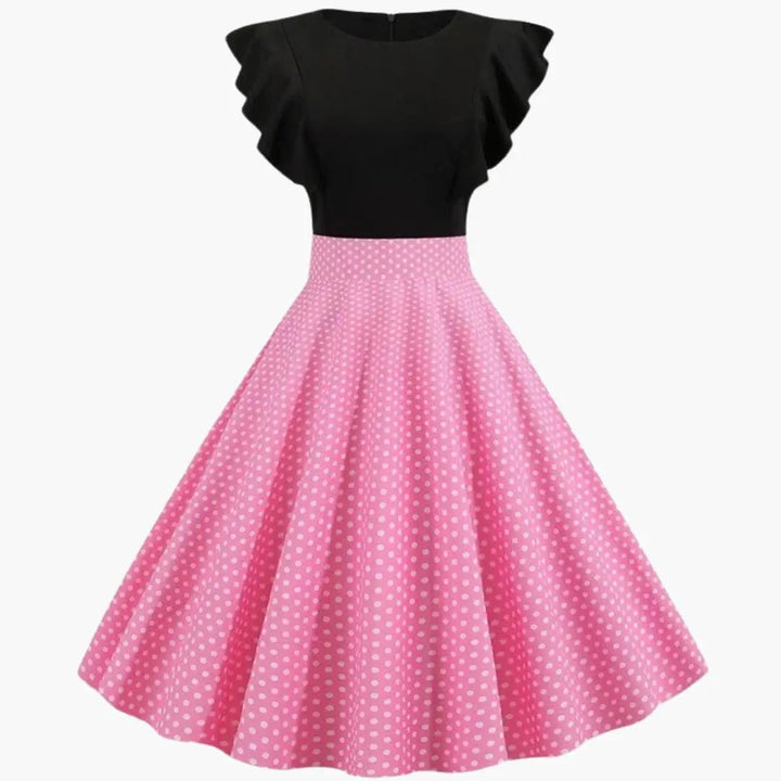 Women's Sleeveless Dress with Striped Surface and Flared Skirt
