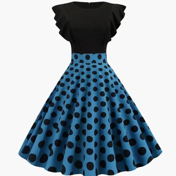 Women's Sleeveless Dress with Striped Surface and Flared Skirt