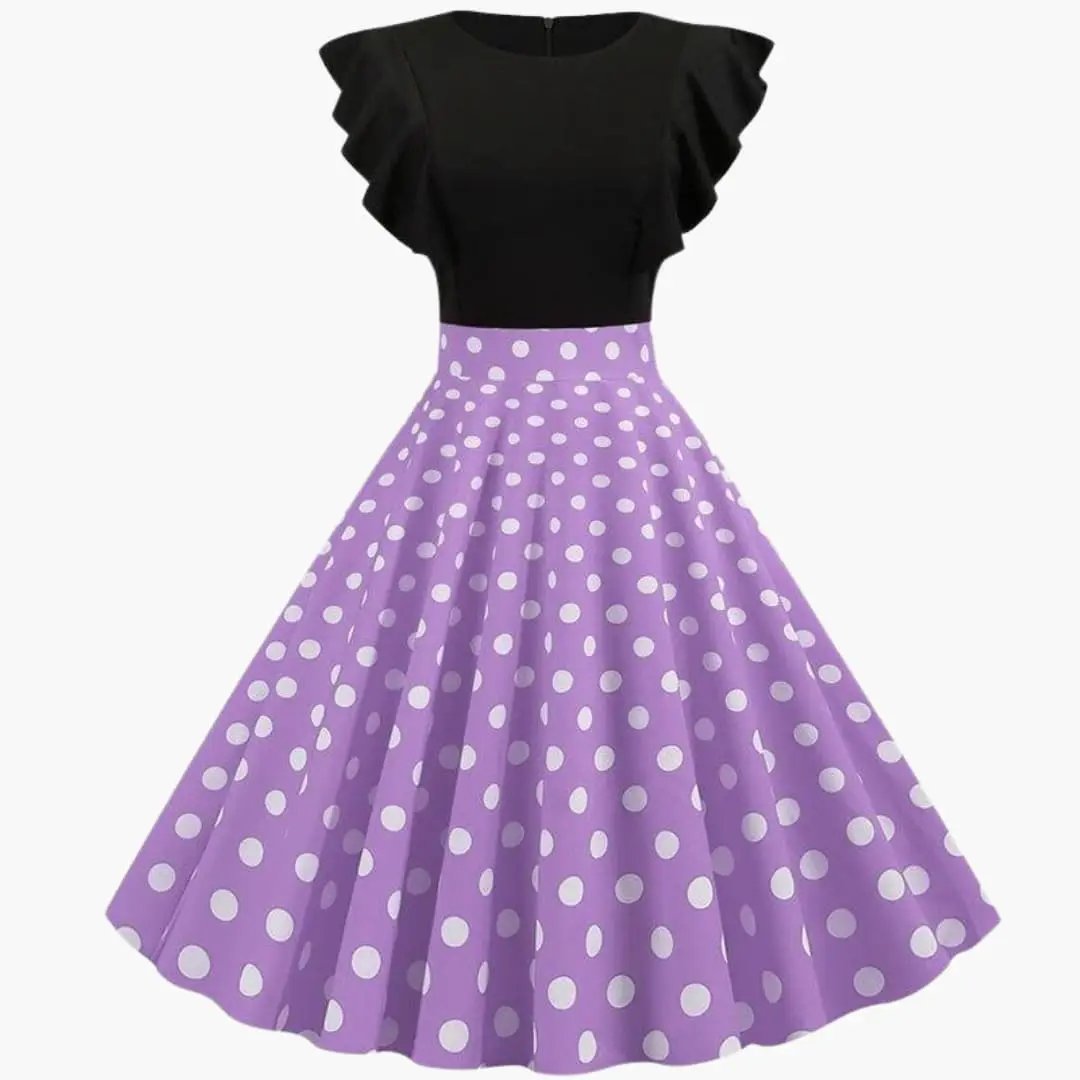 Women's Sleeveless Dress with Striped Surface and Flared Skirt