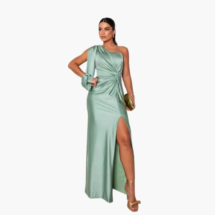 Women’s Sleeveless Evening Dress with Fitted Waist and Full - Length Hem