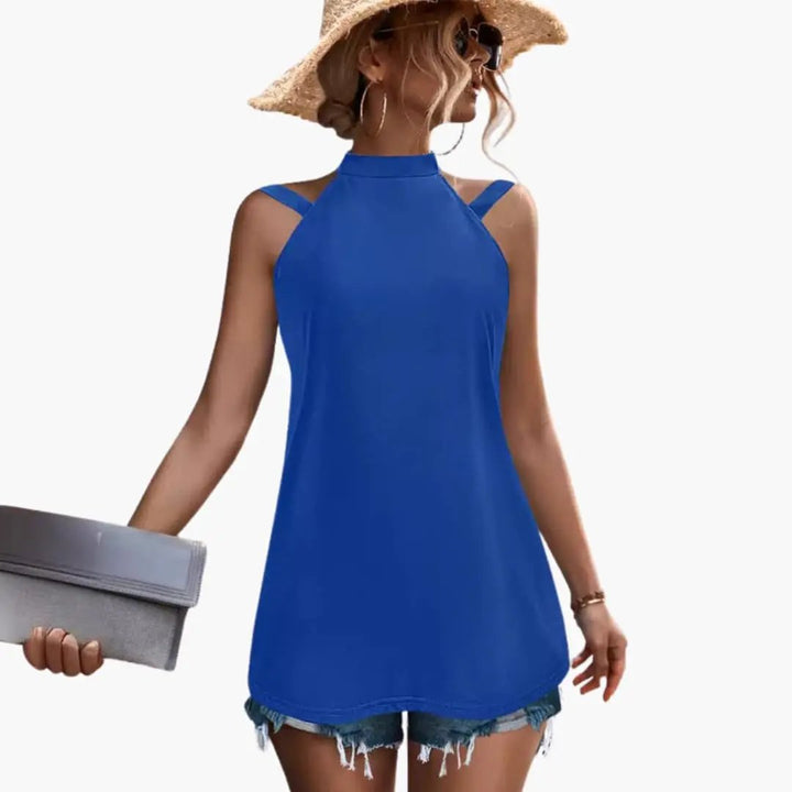 Women's Sleeveless High-Neck Tunic Top