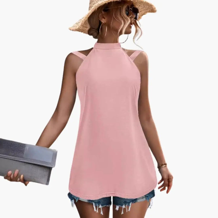 Women's Sleeveless High-Neck Tunic Top