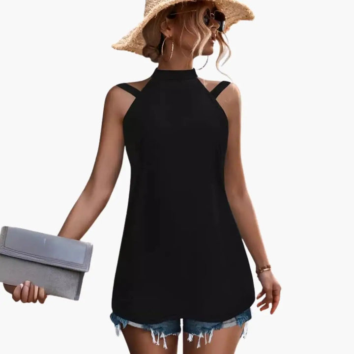 Women's Sleeveless High-Neck Tunic Top