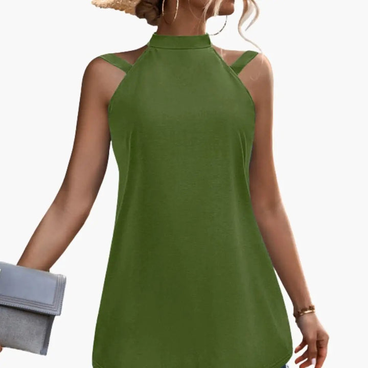 Women's Sleeveless High-Neck Tunic Top