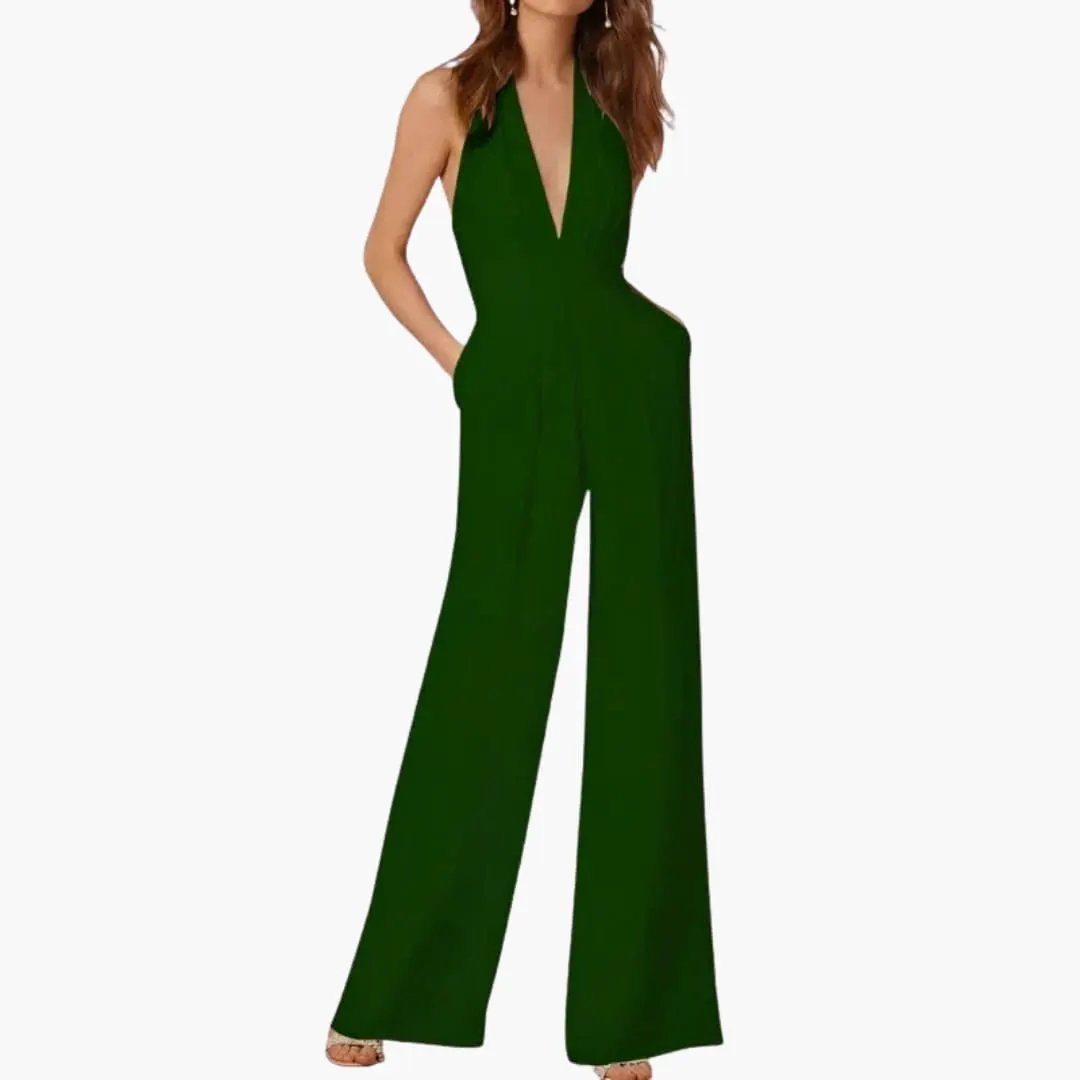 Women’s Sleeveless Straight Leg Jumpsuit with Clean Design