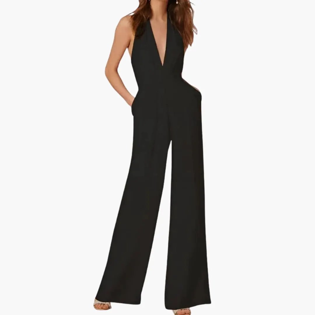 Women’s Sleeveless Straight Leg Jumpsuit with Clean Design