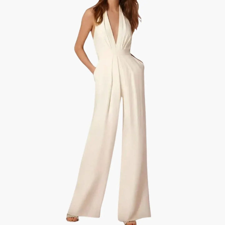 Women’s Sleeveless Straight Leg Jumpsuit with Clean Design