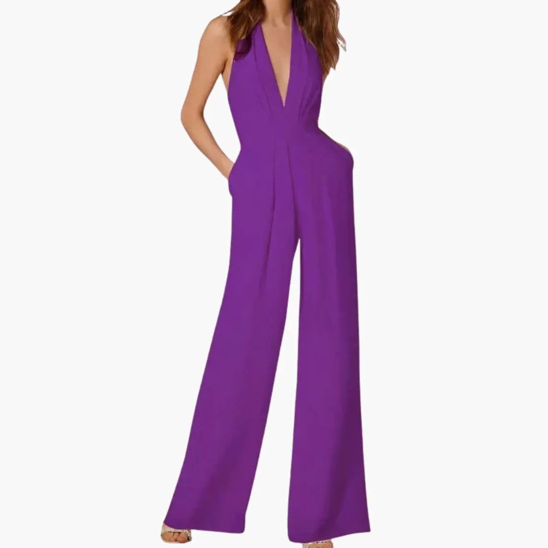 Women’s Sleeveless Straight Leg Jumpsuit with Clean Design
