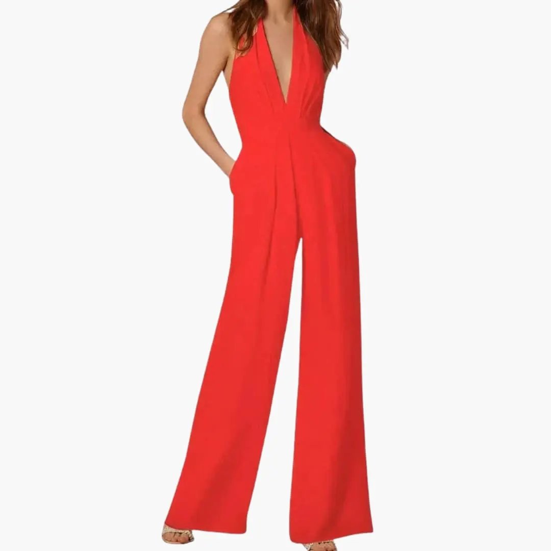 Women’s Sleeveless Straight Leg Jumpsuit with Clean Design
