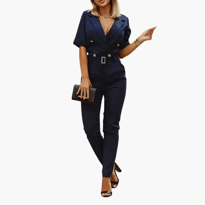 Women’s Sleeveless Straight Leg Jumpsuit with Waist Belt