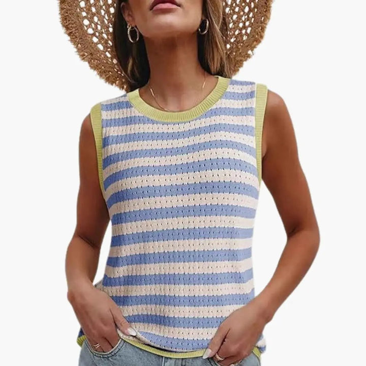 Women's Sleeveless Striped Knit Top