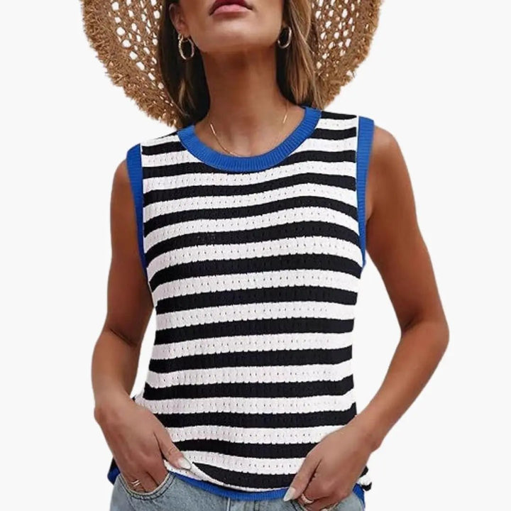 Women's Sleeveless Striped Knit Top