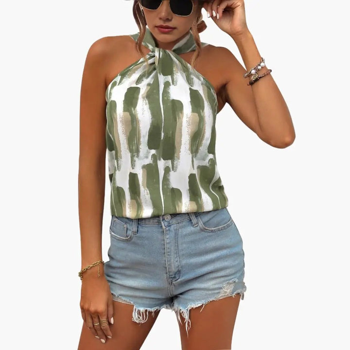 Women’s Sleeveless Top with Knot Closure and Lightweight Fabric