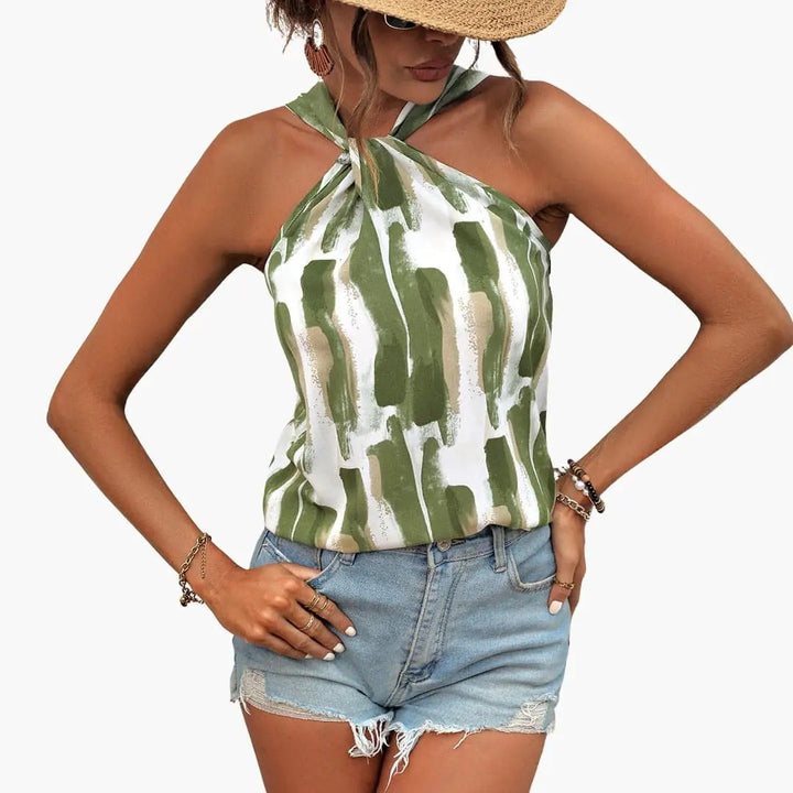 Women’s Sleeveless Top with Knot Closure and Lightweight Fabric