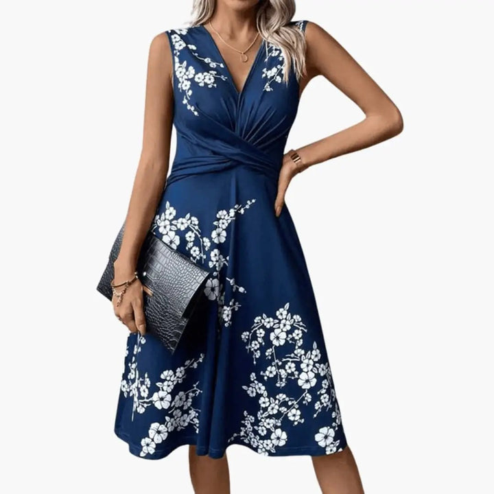 Women’s Sleeveless V - Neck Floral Midi Dress