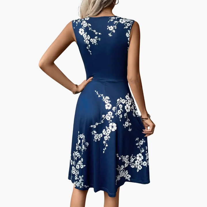 Women’s Sleeveless V - Neck Floral Midi Dress