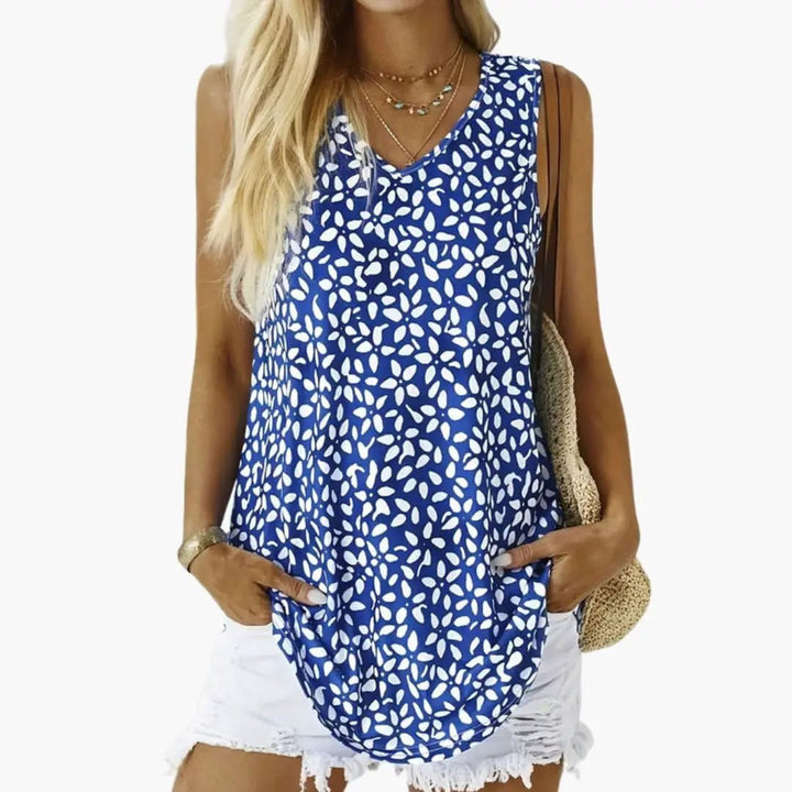 Women's Sleeveless V-Neck Top with Side Pockets
