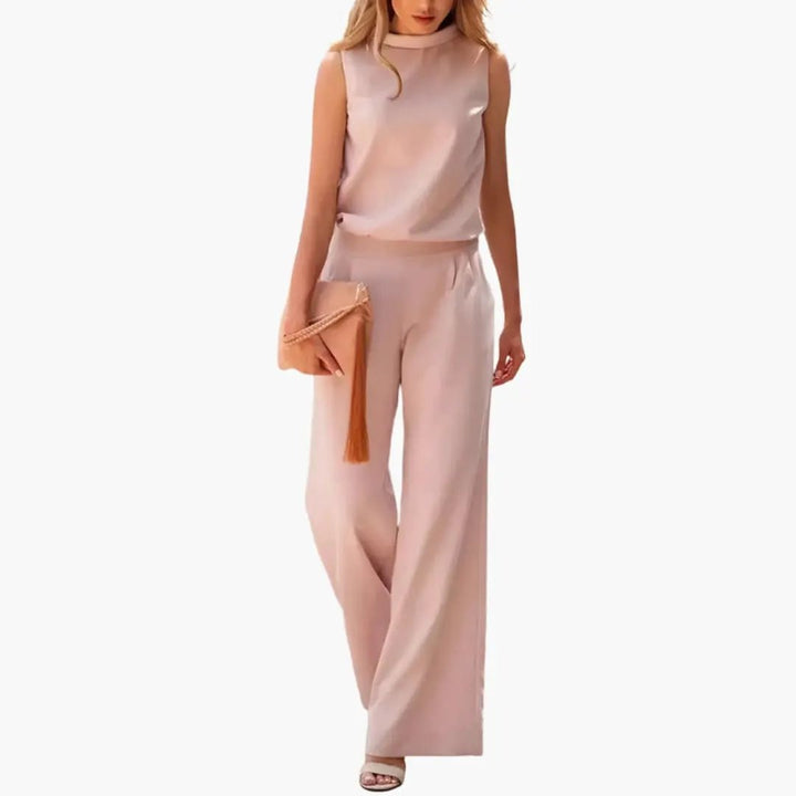 Women’s Sleeveless Wide Leg Jumpsuit with Minimal Design