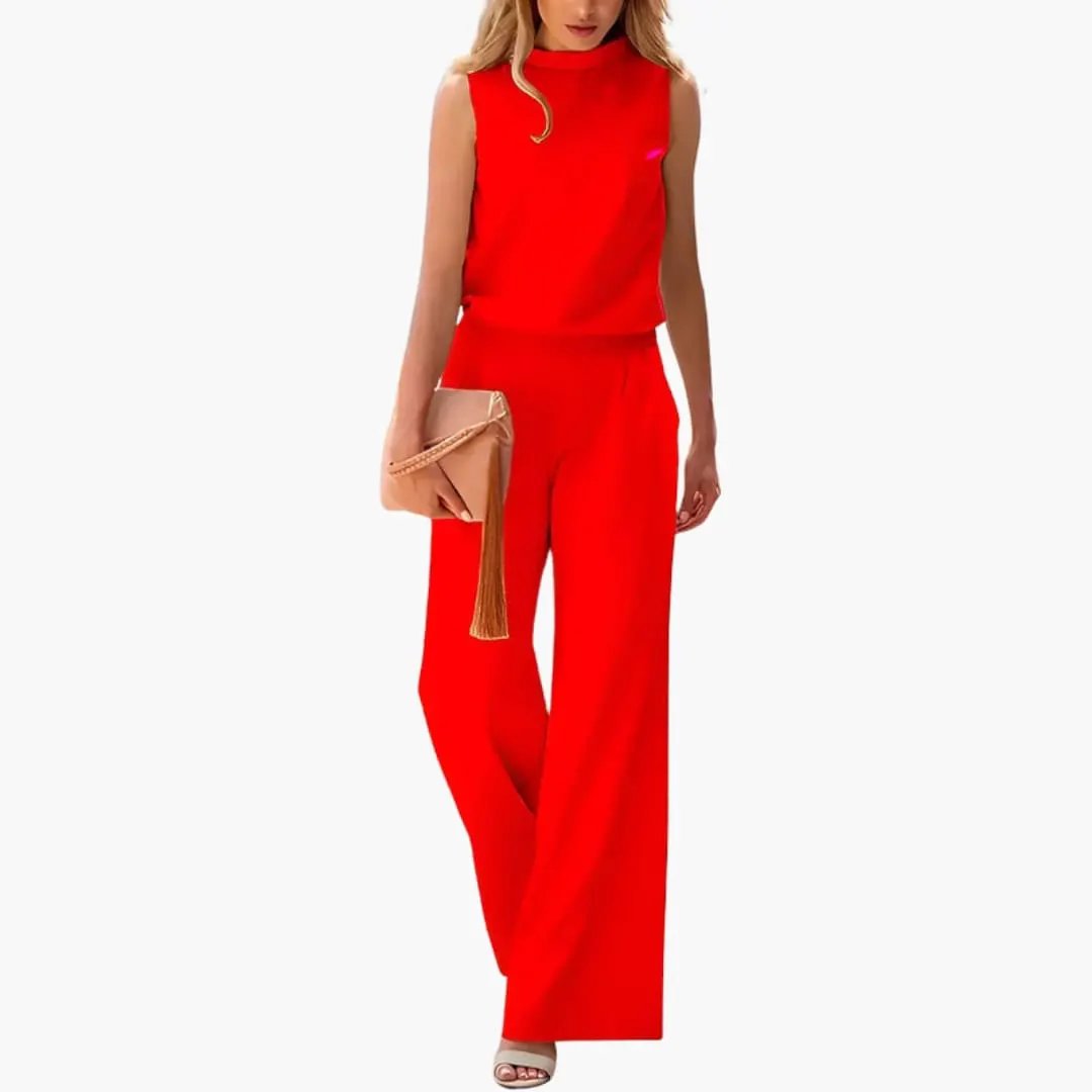 Women’s Sleeveless Wide Leg Jumpsuit with Minimal Design