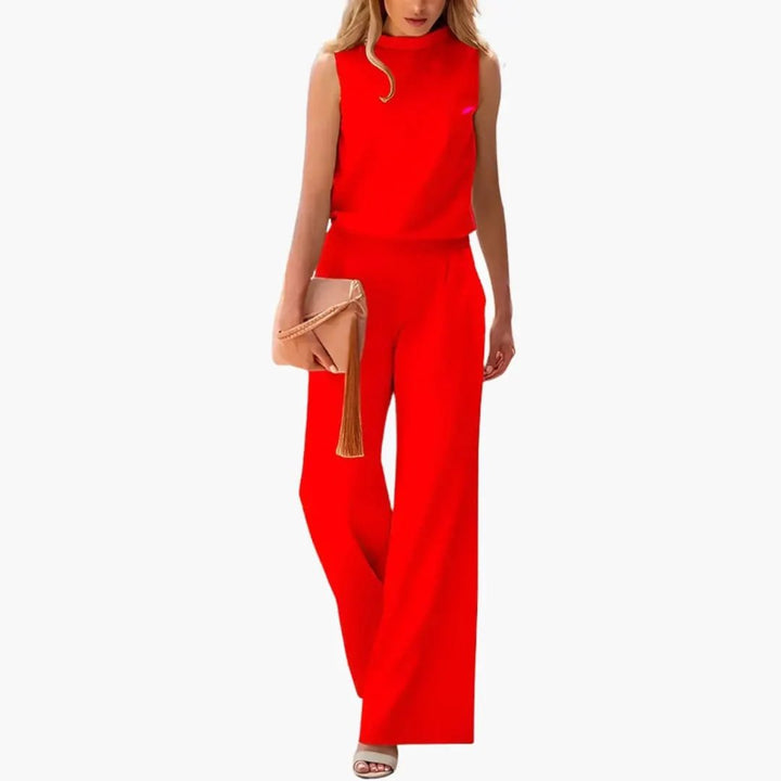 Women’s Sleeveless Wide Leg Jumpsuit with Minimal Design
